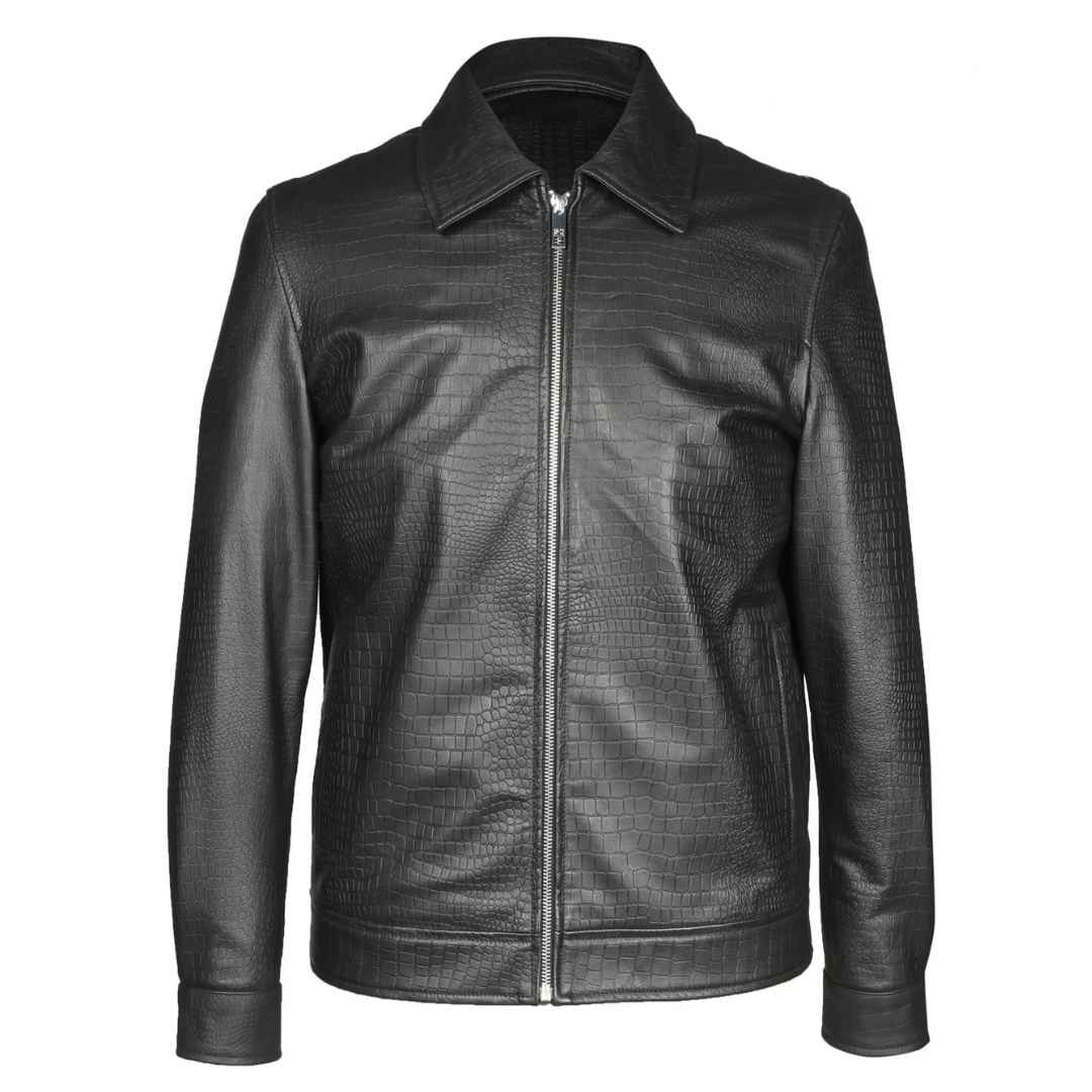 Saint Black Men Leather Jacket