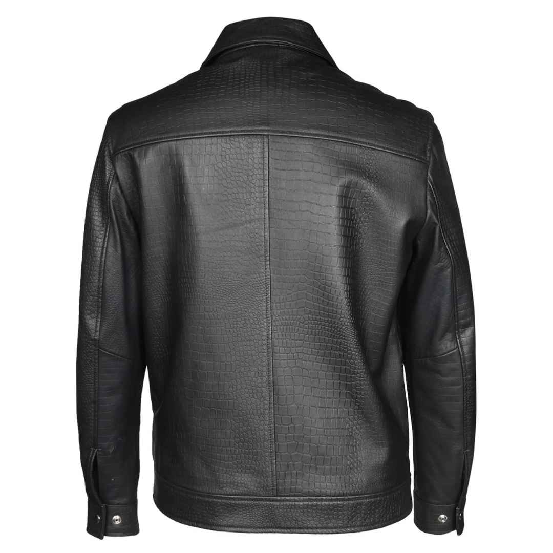 Saint Black Men Leather Jacket