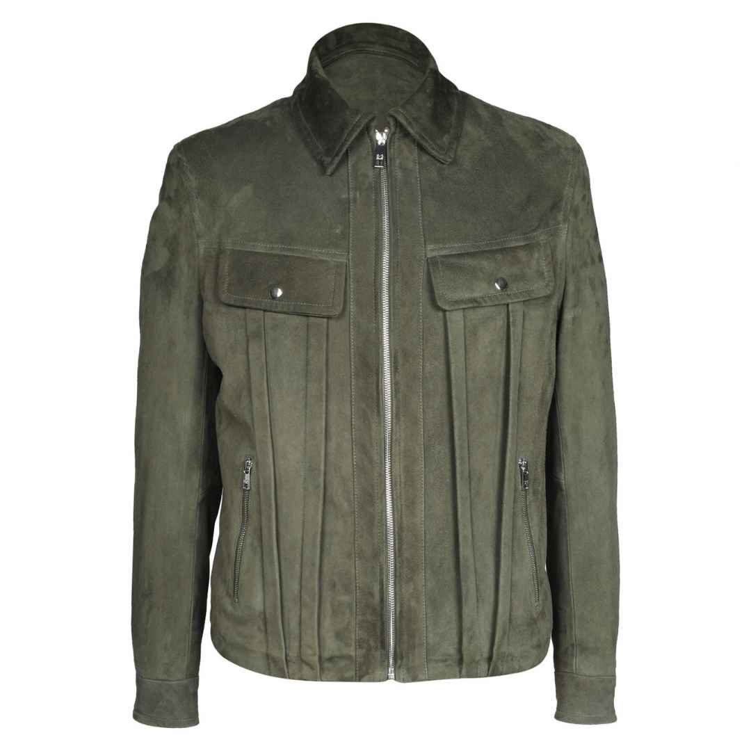 Saint Men Olive Leather Jacket