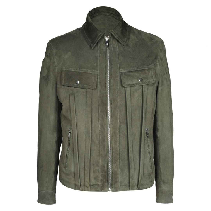 Saint Men Olive Leather Jacket