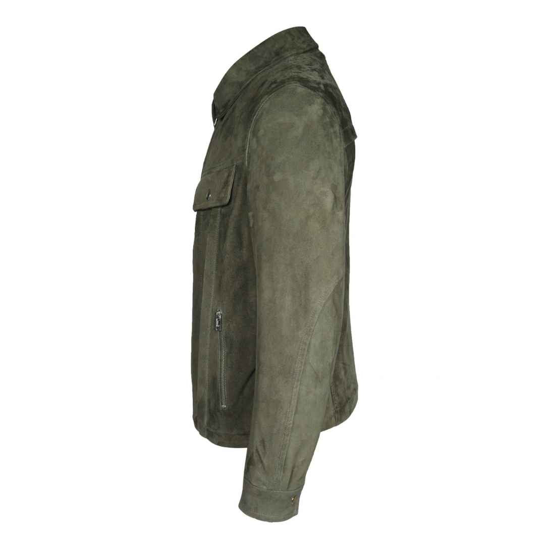 Saint Men Olive Leather Jacket