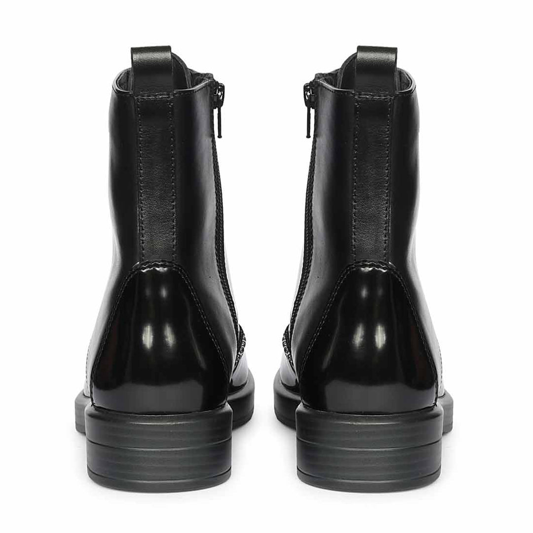 Saint Myla Studded Wingtip Inspired Lace Up Leather Boots