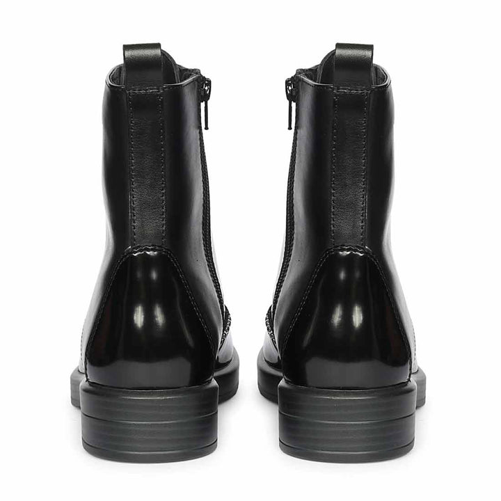 Saint Myla Studded Wingtip Inspired Lace Up Leather Boots