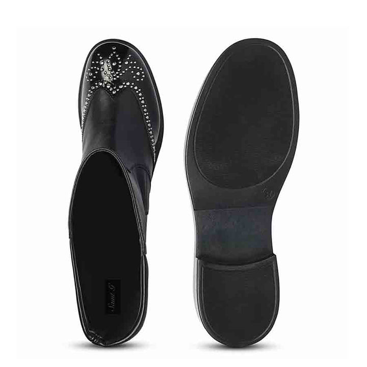 Saint Marcelline Studded Black Leather Long Boots