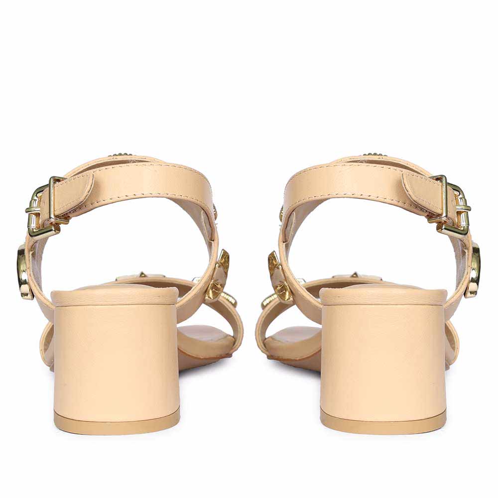 Saint Assisi Seashell & Star Studs Leather Block Heels