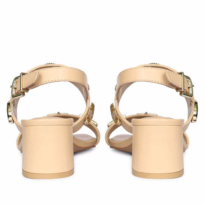 Saint Assisi Seashell & Star Studs Leather Block Heels