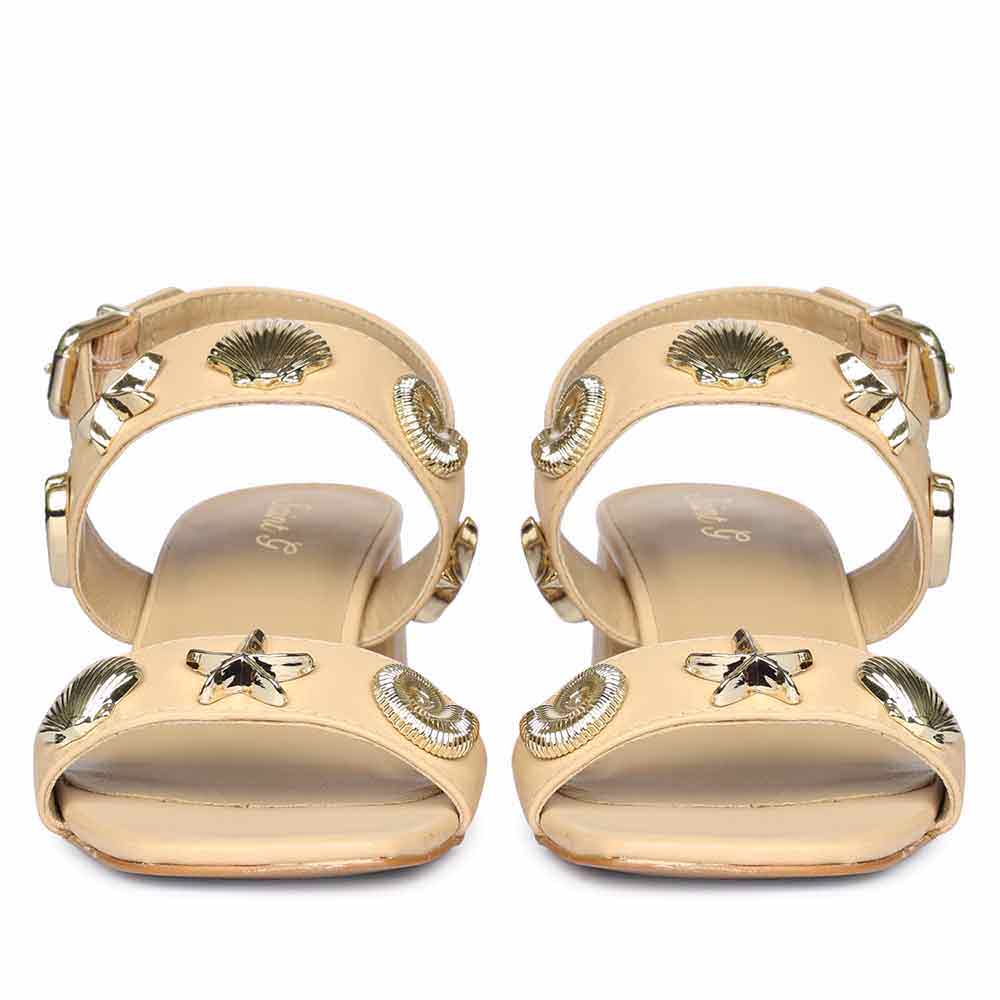 Seashell detail block heel sandals