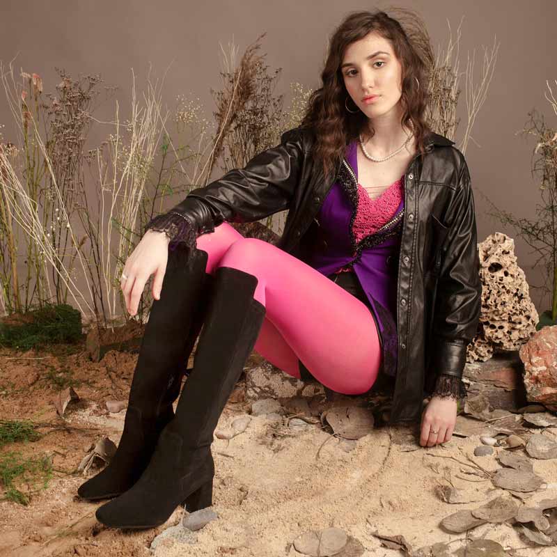 Saint Elexis Black Suede Leather Knee High Boots