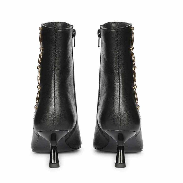 Saint Noelle Embellished Black Leather Kitten Heel Ankle Boots