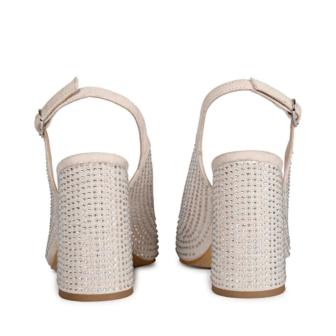 SAINT ALYSSA off-white pumps: Elegant crystal accents