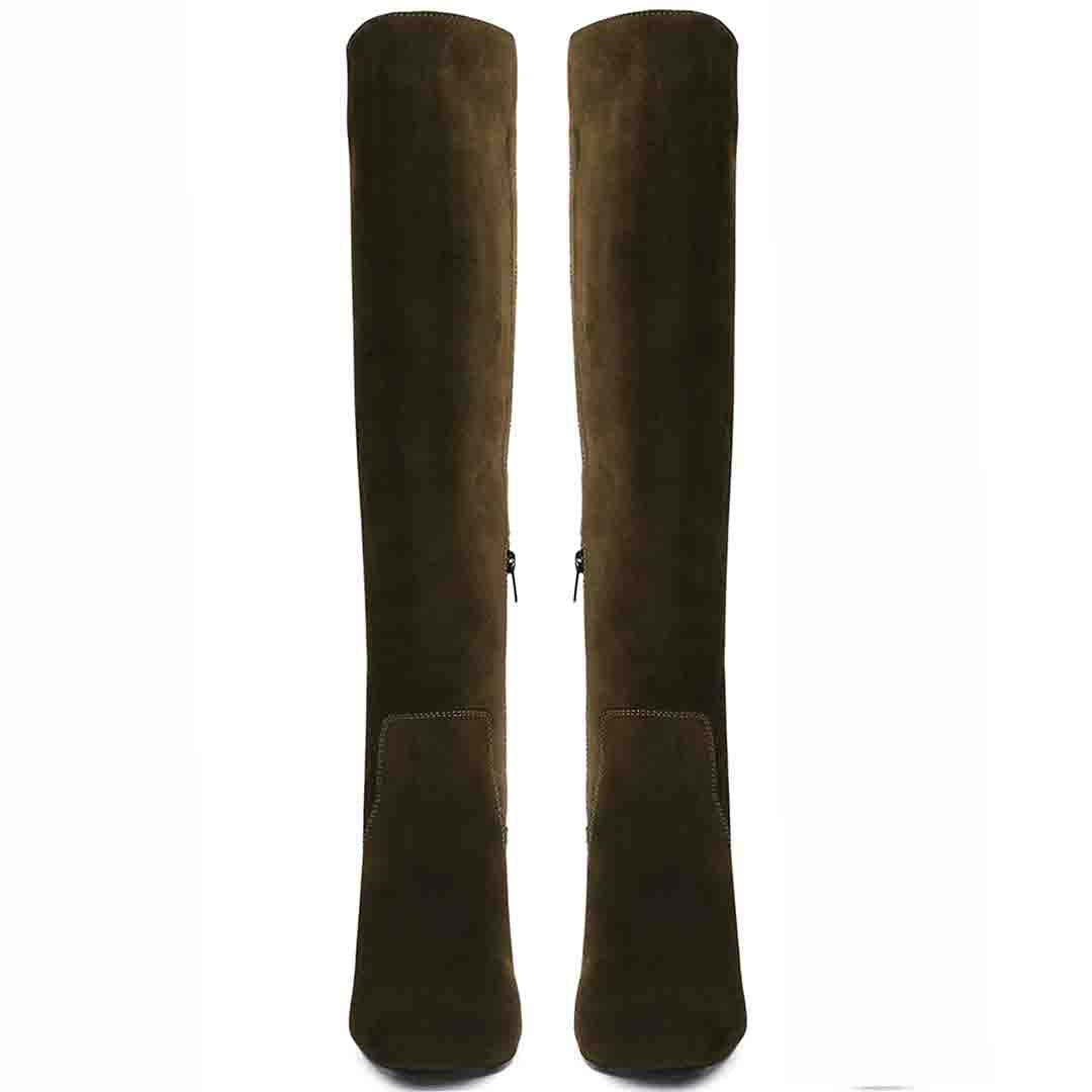 Saint Elexis Olive Leather Knee High Boots