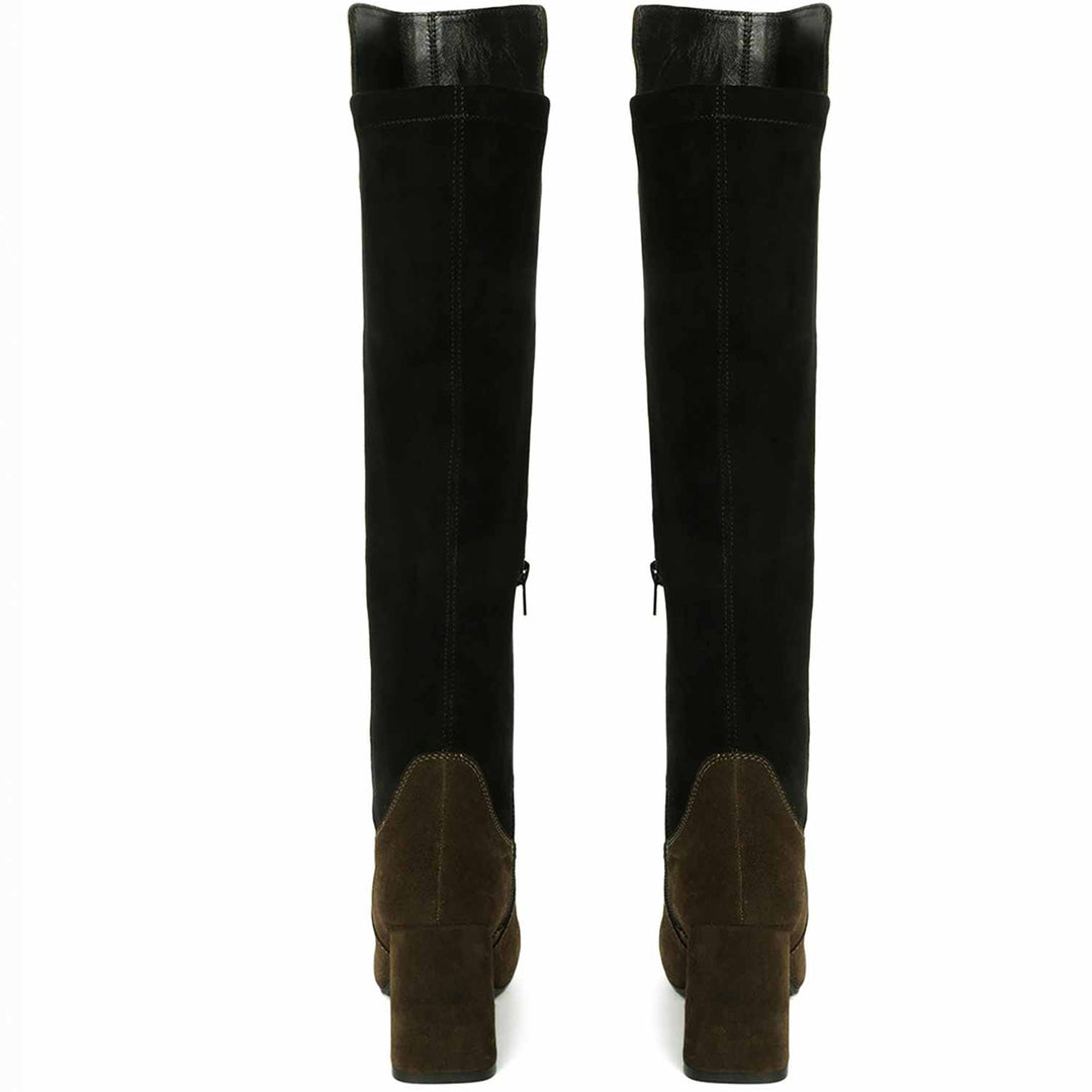 Saint Elexis Olive Leather Knee High Boots