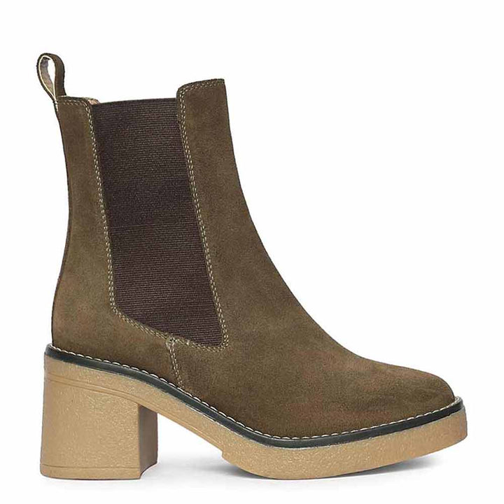 Saint Betsy Olive Suede Leather High Ankle Boots