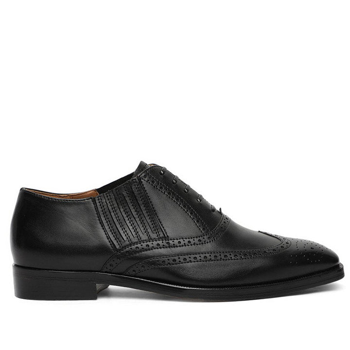 Saint Vincenzo Black Leather Square Toe Lace Up Décor Shoes