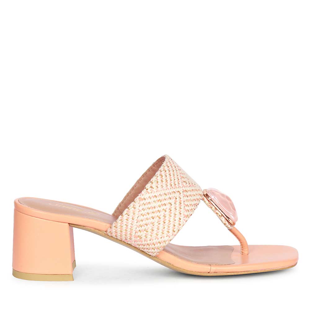 Saint Stevie Pink Raffia Block Heels