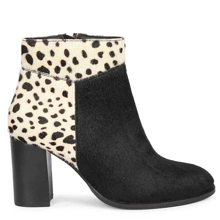 Saint Marin Black Leather Pony Hair Ankle Boots