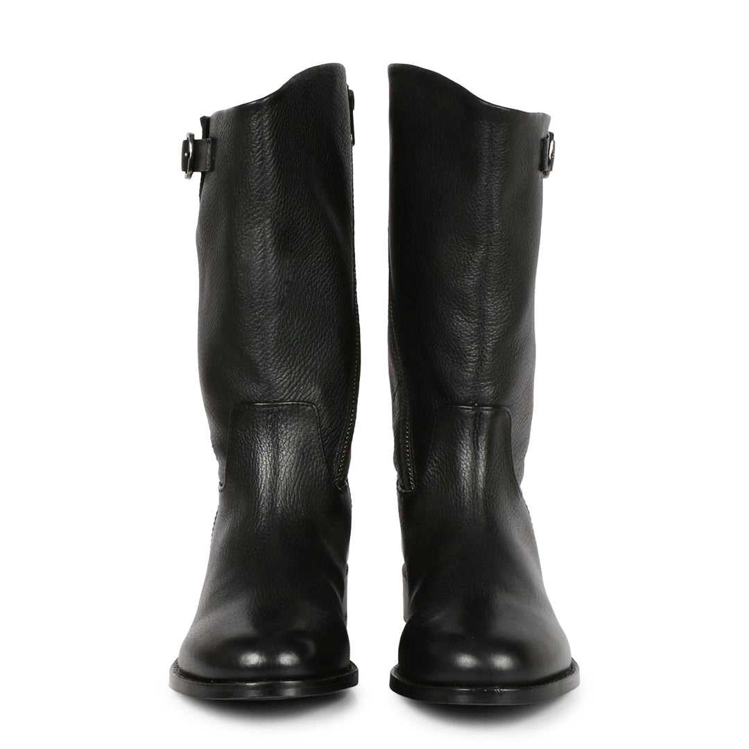 Saint Martina Black Leather High Ankle Boots