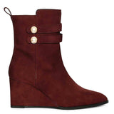 Saint Rosabel Pearl Bordo Suede Leather Wedge Ankle Boots