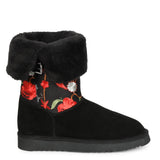 Saint Gloire Buckle Décor Floral Embroidery Snug Boots
