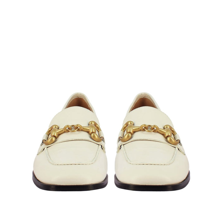 Saint Jenny Off White Leather Handcrafted Moccasins
