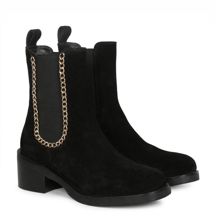 Saint Alice Black Leather High Ankle Boots