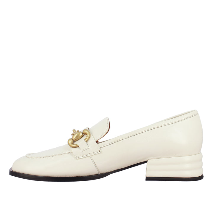 Saint Jenny Off White Leather Handcrafted Moccasins