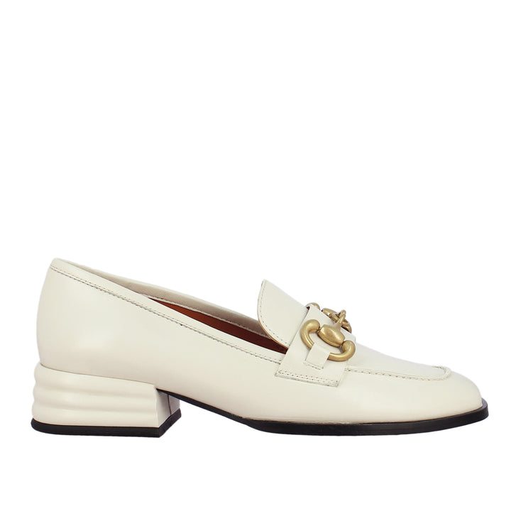 Off White Leather Handcrafted Moccasins for womens