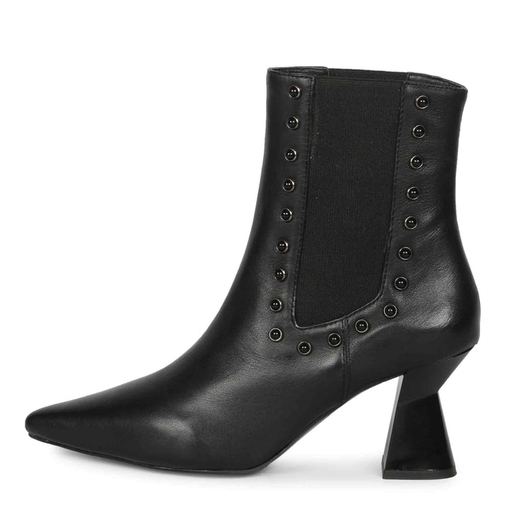 Saint Arianna Black Leather Sculpted Heel Boots