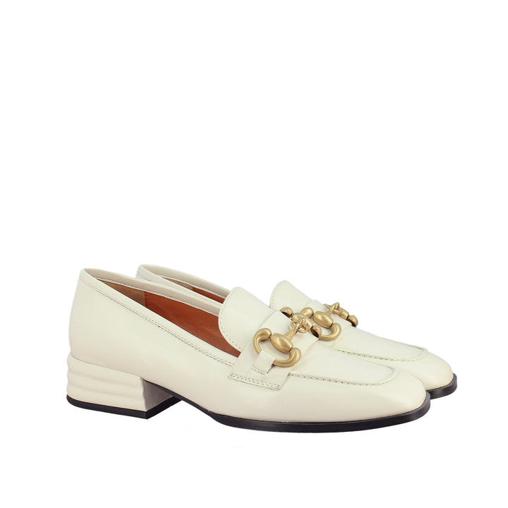 Off White Leather Handcrafted Moccasins for womens