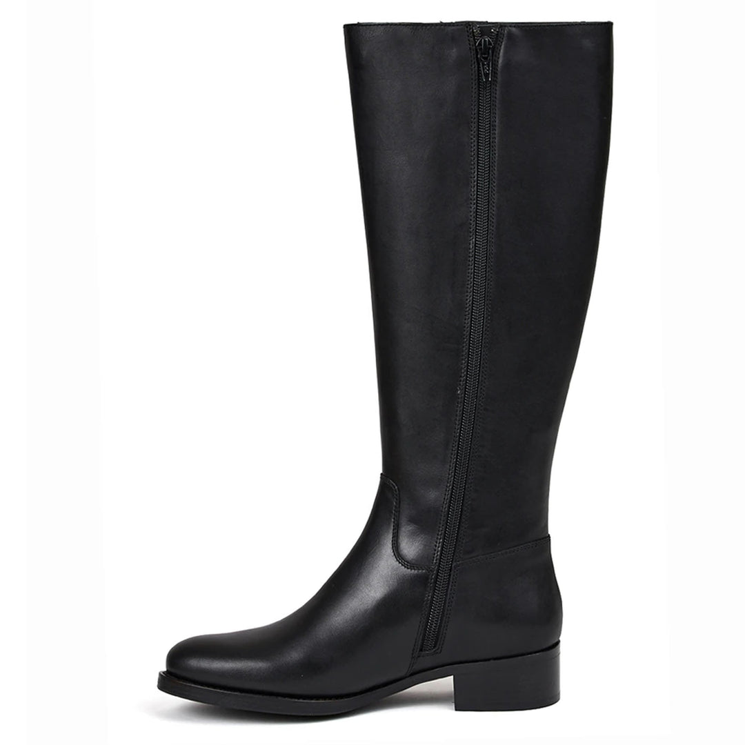 Saint Adriano black knee high boots, alternate side view showing zip closure