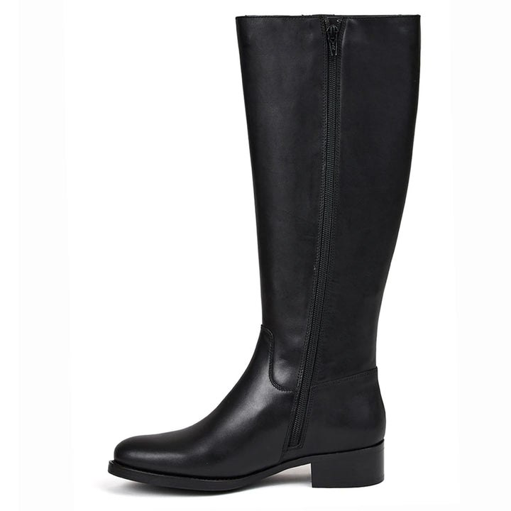 Saint Adriano black knee high boots, alternate side view showing zip closure