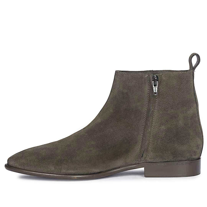 Saint Alfie Olive Suede Leather Boots - Pair View, Handcrafted Men's Boots UK