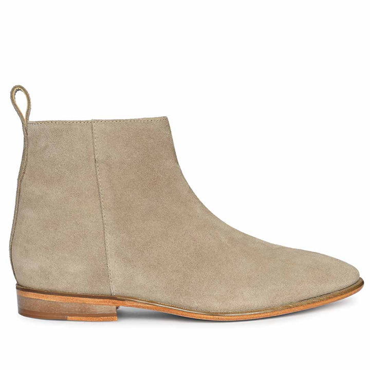 Best Men's Taupe Suede Chelsea Boots - Side View, Handcrafted Leather UK