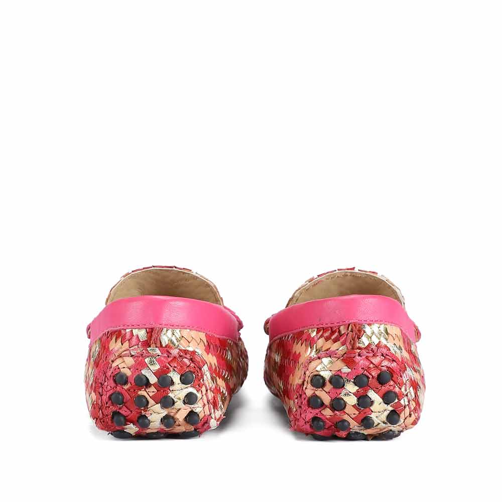 Saint Amara metallic pink leather loafers UK, alternate back angle