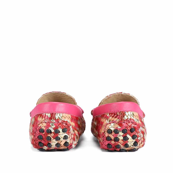 Saint Amara metallic pink leather loafers UK, alternate back angle