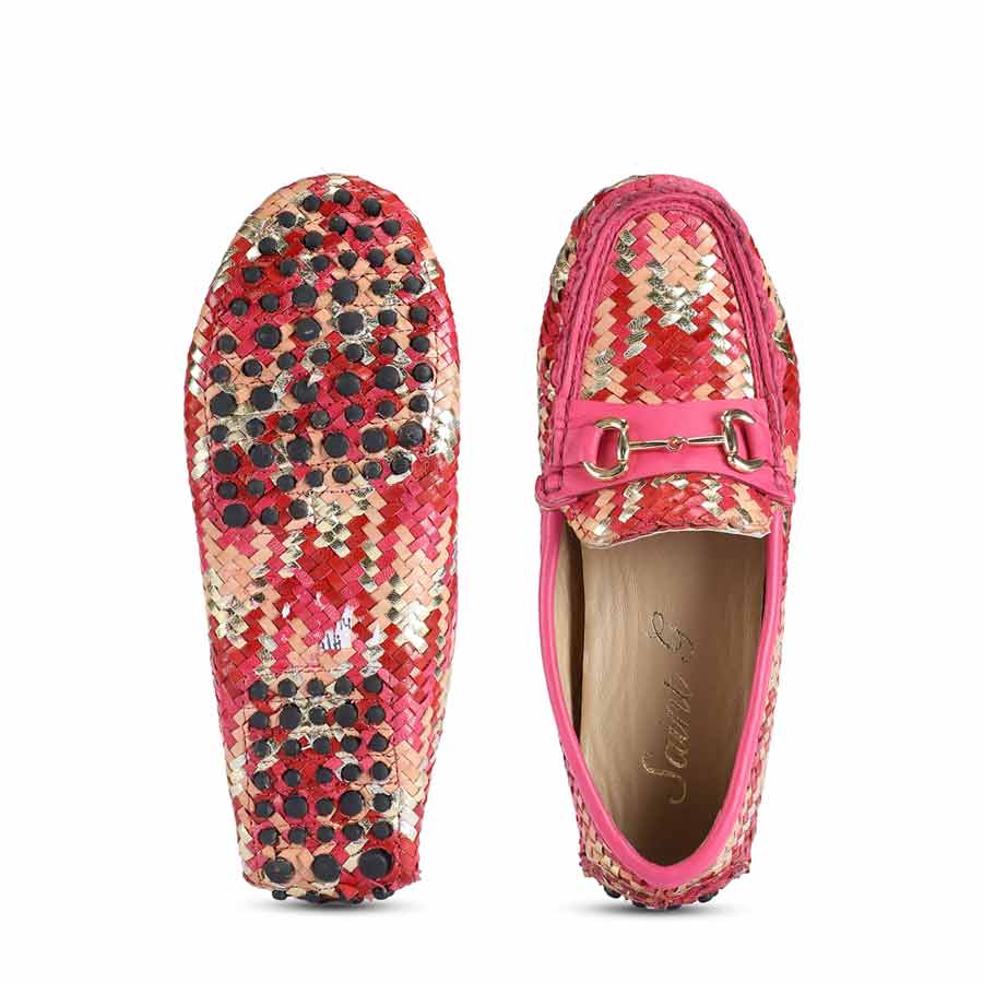 Saint Amara pink leather loafers UK, interior and sole view