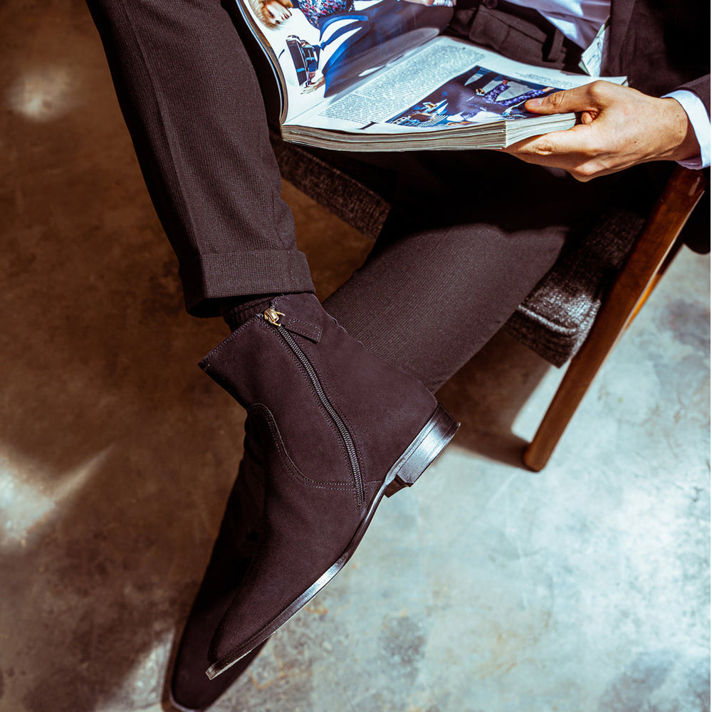 Saint Amorino Black Nubuck Leather Boots - Lifestyle View, Men's UK