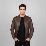 Saint Amorino Brown Leather Men's Bomber Jackets