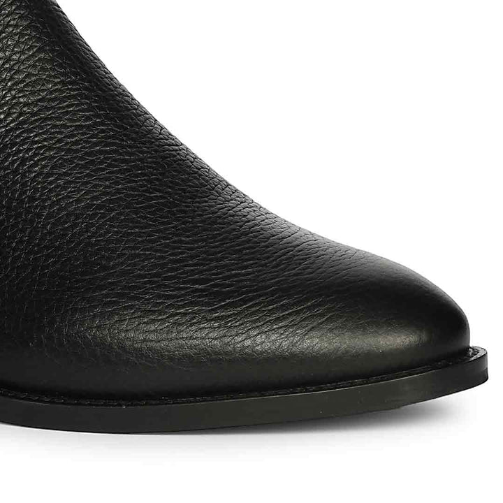 Saint Andrés handcrafted leather chelsea boots men black – closeup detail