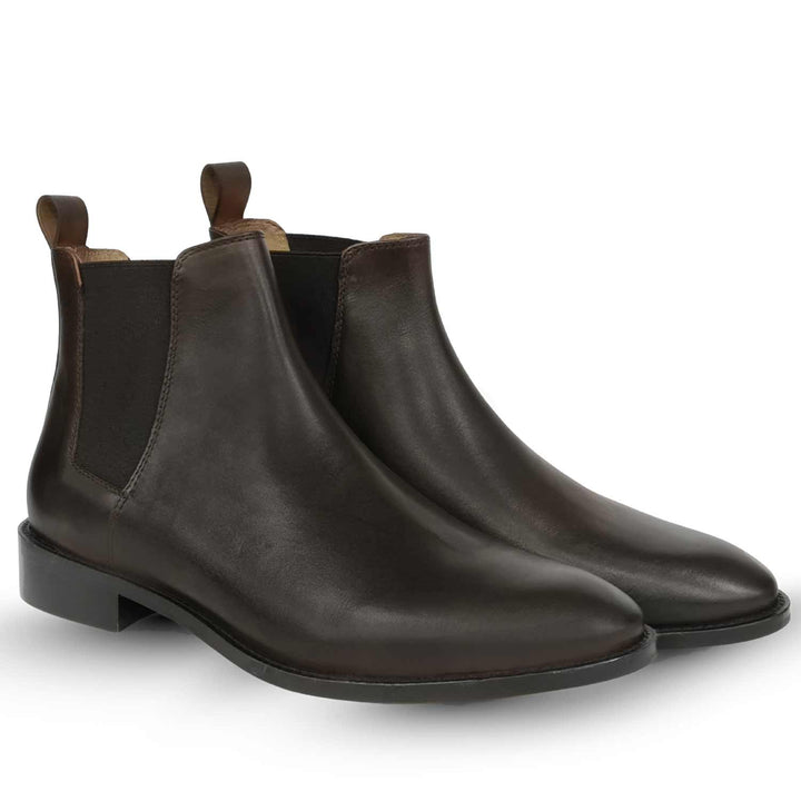 Saint Andrés brown vachetta premium leather chelsea boots men – front view