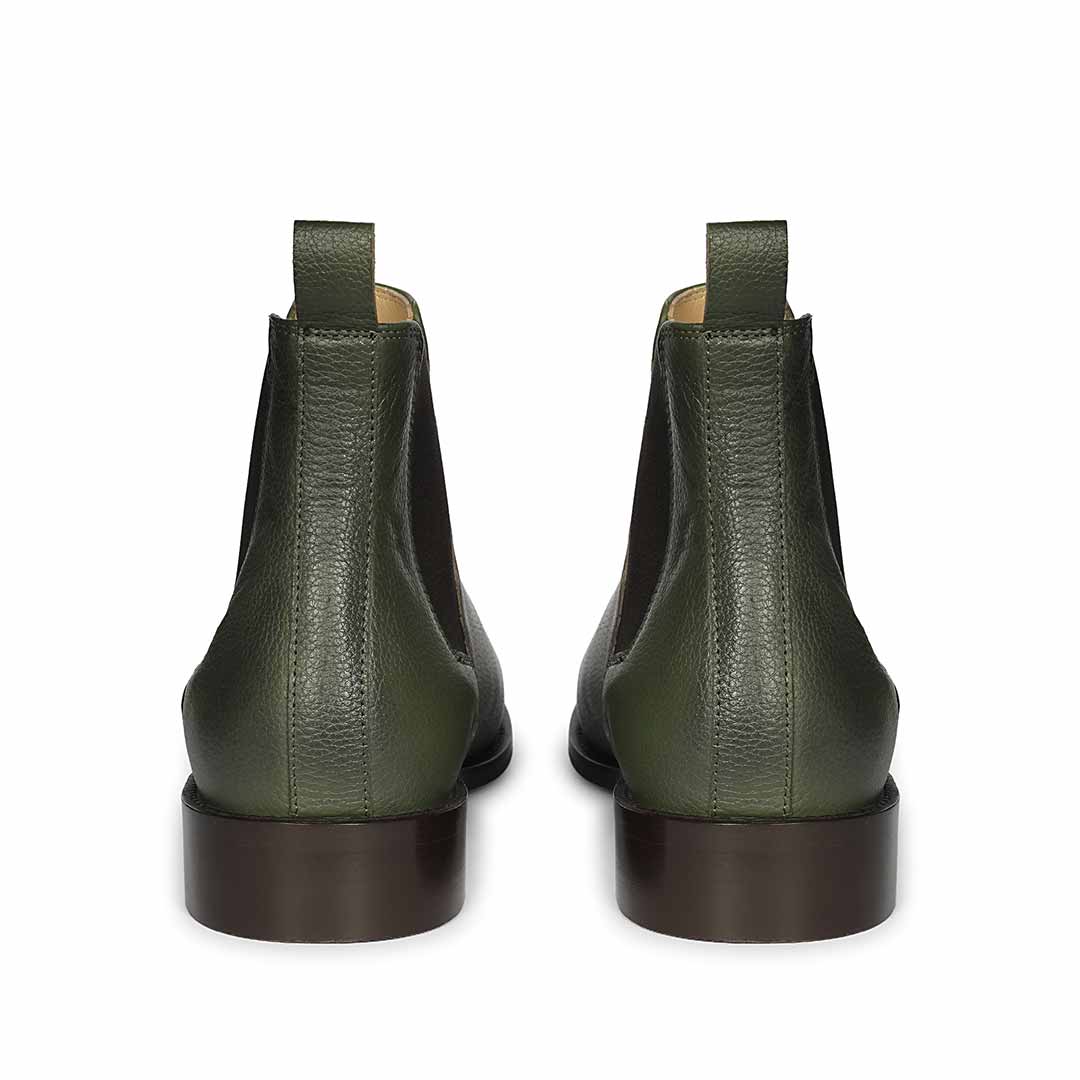 Saint Andrés men's chelsea boots green leather – back view