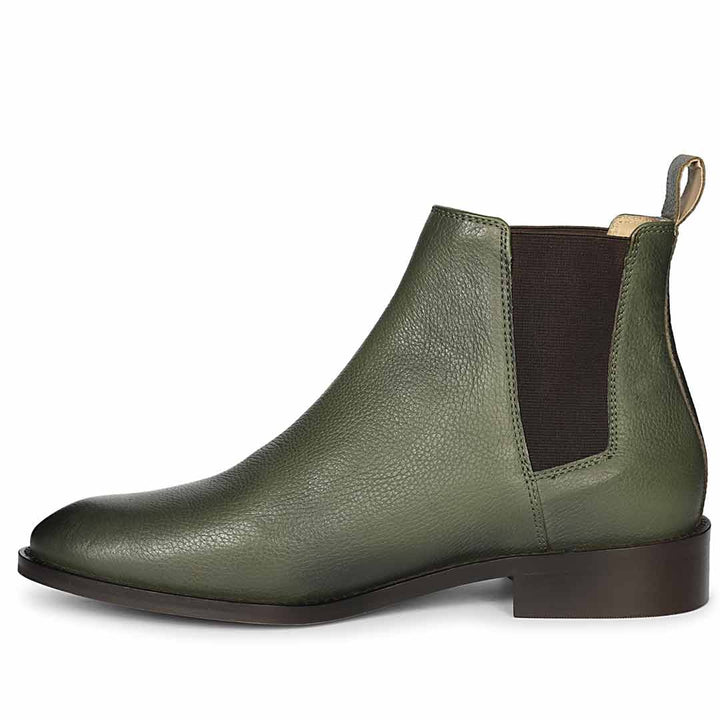 Saint Andrés smart casual chelsea boots men green leather – right angle