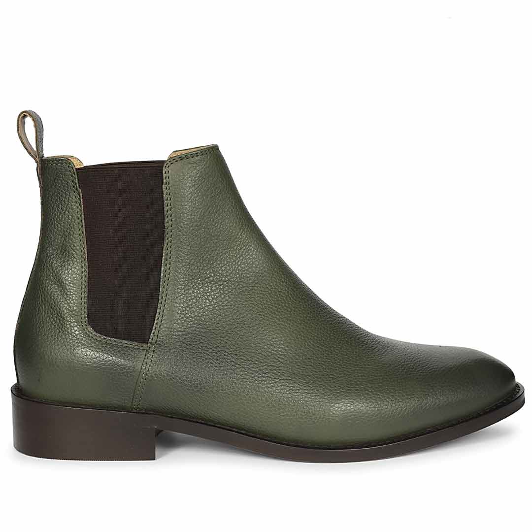 Saint Andrés green leather chelsea boots men – side view