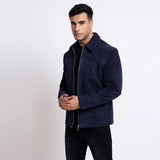 Saint Aris Navy Leather Men's Bomber Jackets