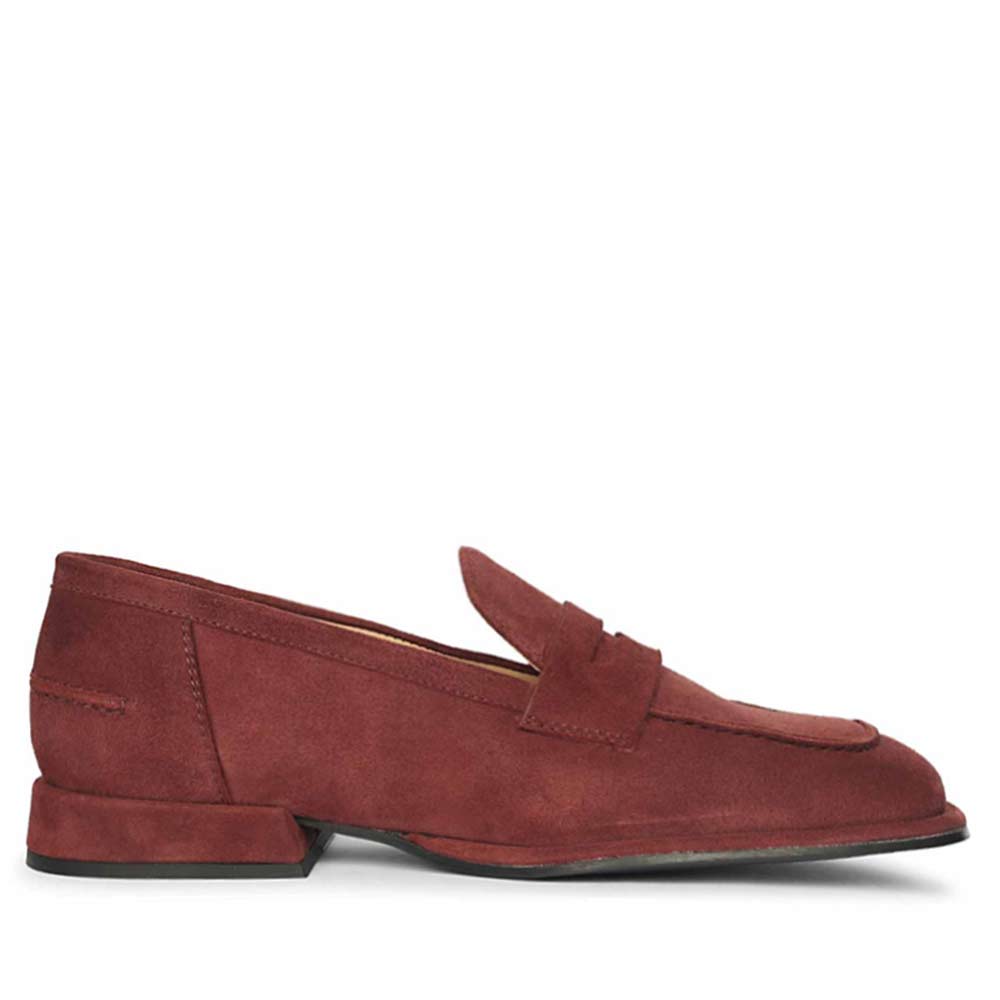 Best burgundy suede saddle loafers for women UK, Saint Carla side view