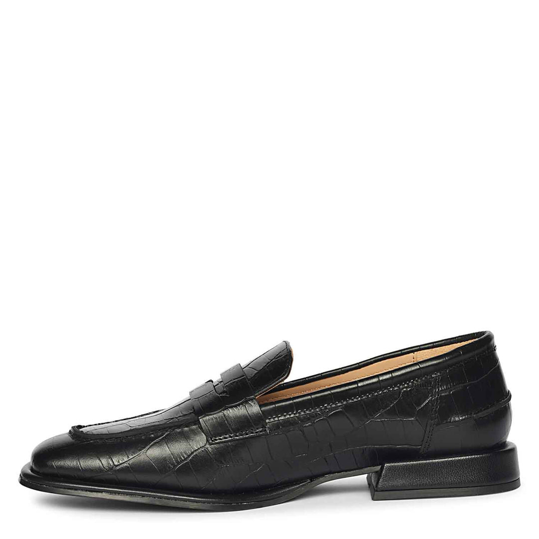 Best black leather penny loafers for women UK, alternate side view