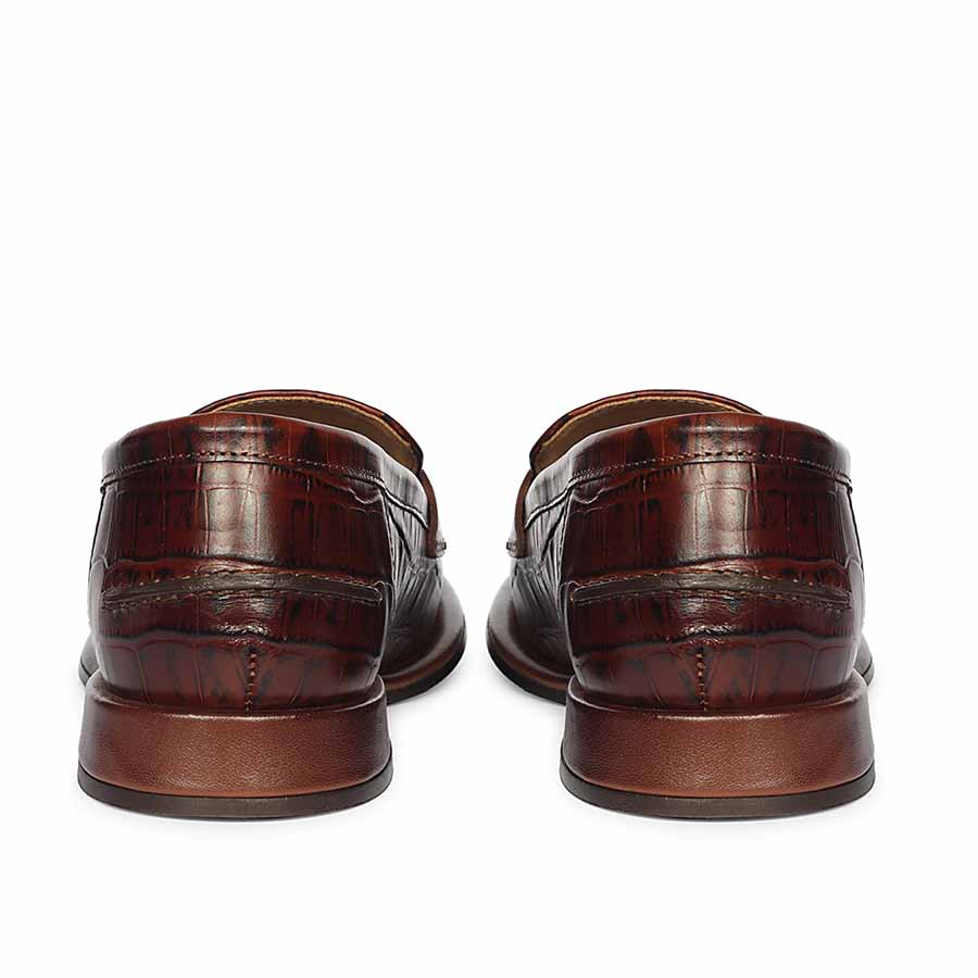 Best chocolate leather penny loafers for women UK, back pair view