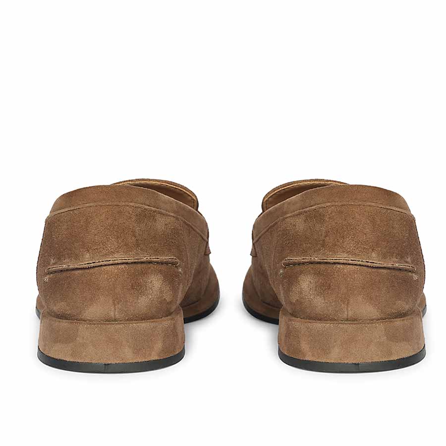 Best taupe suede leather loafers for women UK, back pair view