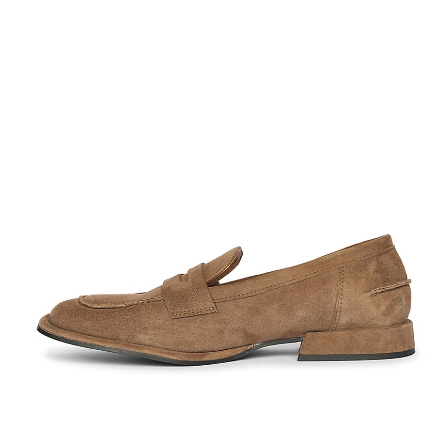 Saint Carla taupe suede saddle loafers UK, additional side angle