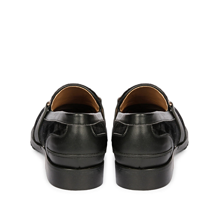 Ladies Women's Saint Cinzia black velvet moccasins, back pair view — best shoes UK